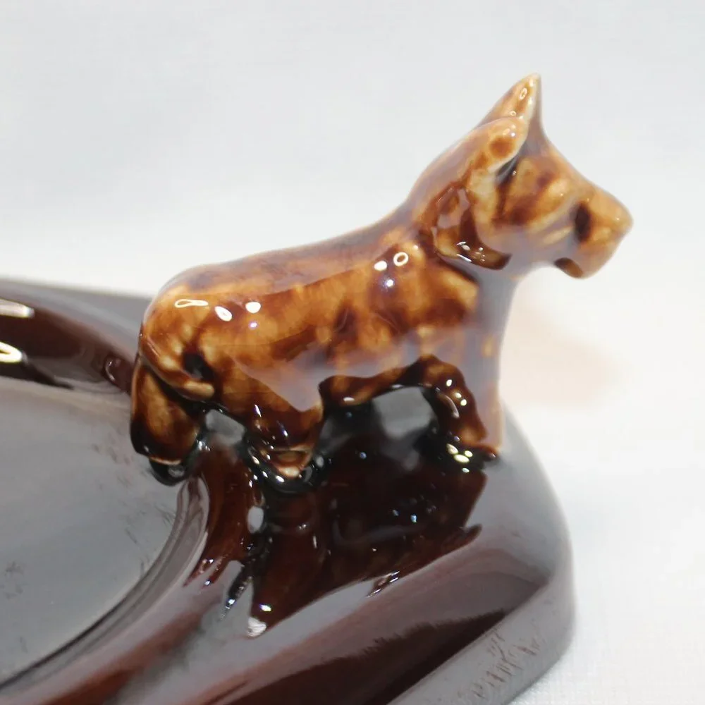 Vintage Trio Brown Scottish Terrier Dogs Ceramic Trinket Dish